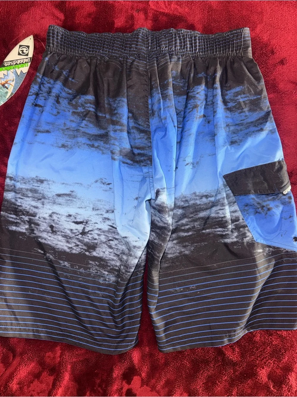 Y2k OceanCurrent board shorts with blue and black Size Large